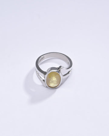 Radiant Yellow Sapphire (Pukhraj) Ring in Sterling Silver - #1182B - Myra