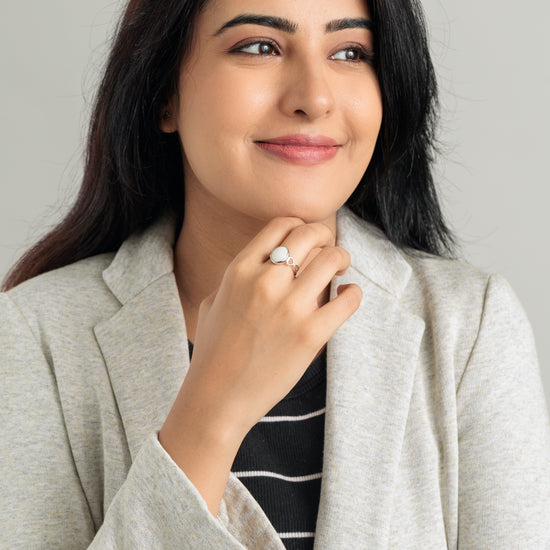 Elegant Opal (Doodhiya) Ring in 925 Silver – #1220B - Myra