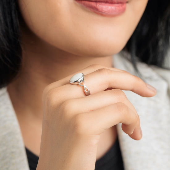 Elegant Opal (Doodhiya) Ring in 925 Silver – #1220B - Myra
