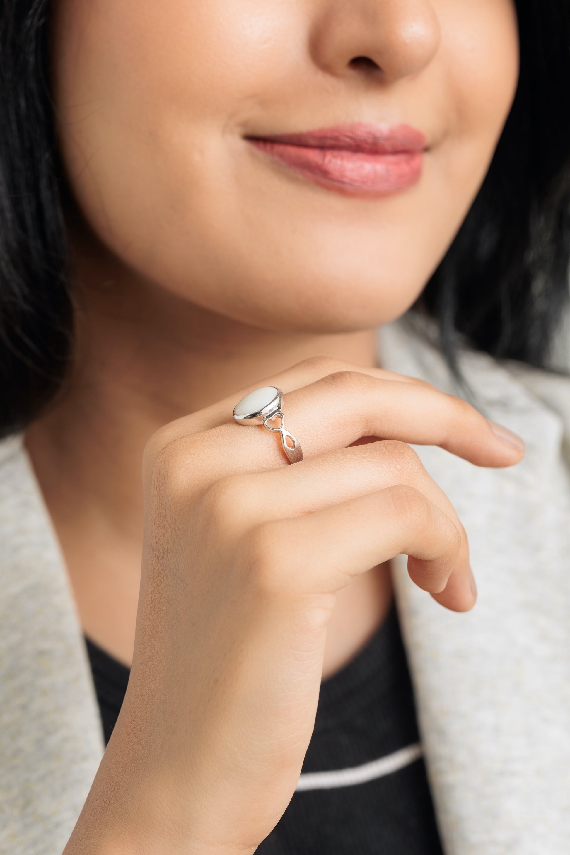 Elegant Opal (Doodhiya) Ring in 925 Silver – #1220B - Myra