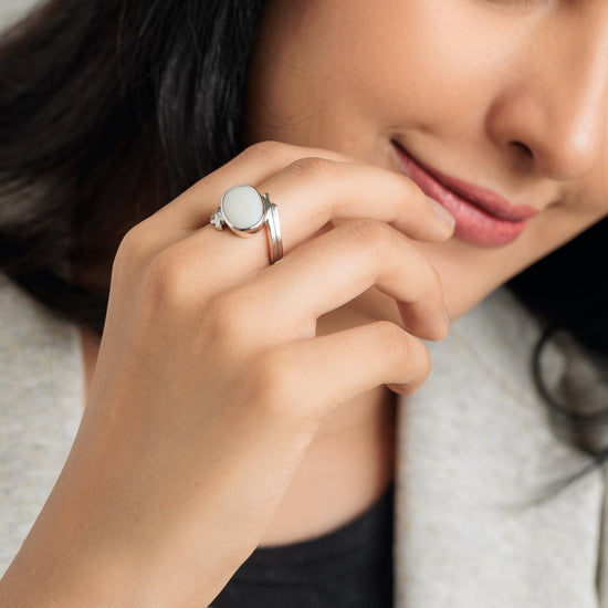 Radiant Opal (Doodhiya) Gemstone Ring in 925 Silver – #1103B F - Myra