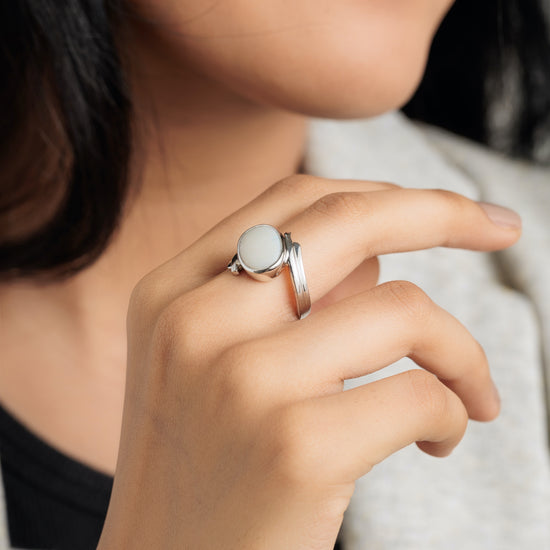 Radiant Opal (Doodhiya) Gemstone Ring in 925 Silver – #1103B F - Myra