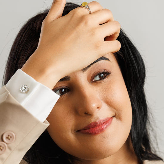 Classic Yellow Sapphire (Pukhraj) Ring in Sterling Silver – #1196N4 - Myra