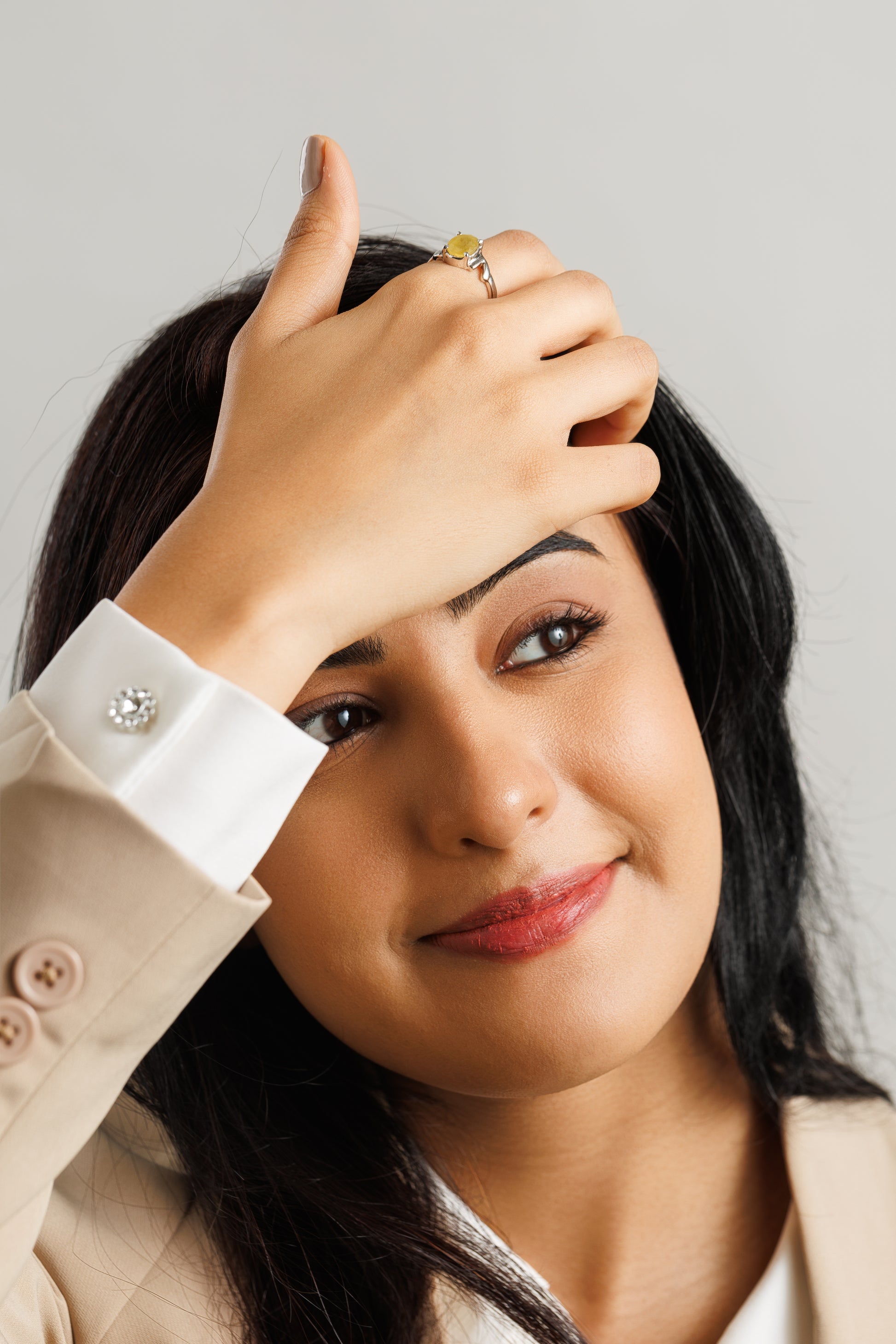 Classic Yellow Sapphire (Pukhraj) Ring in Sterling Silver – #1196N4 - Myra