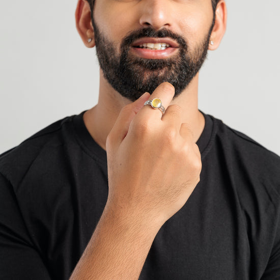 Genuine Yellow Sapphire (Pukhraj) Ring in 925 Silver – #1142B - Myra