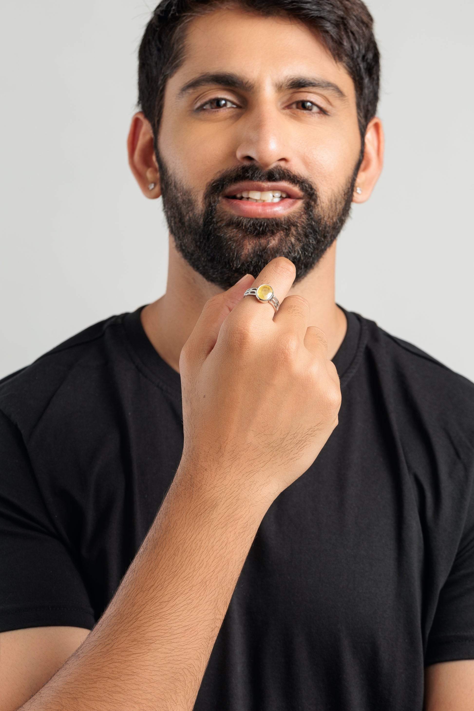 Genuine Yellow Sapphire (Pukhraj) Ring in 925 Silver – #1142B - Myra