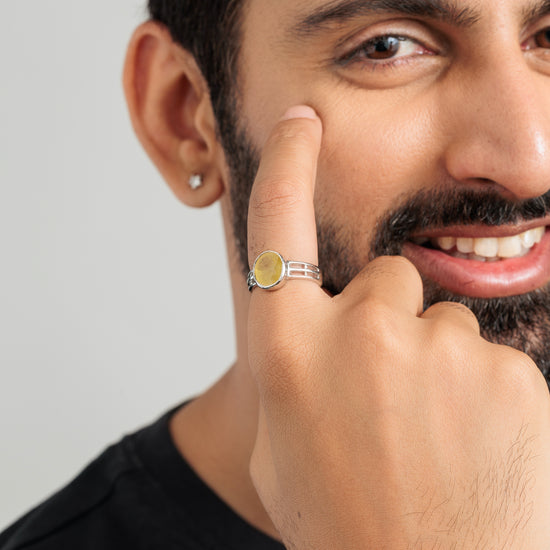 Genuine Yellow Sapphire (Pukhraj) Ring in 925 Silver – #1142B - Myra