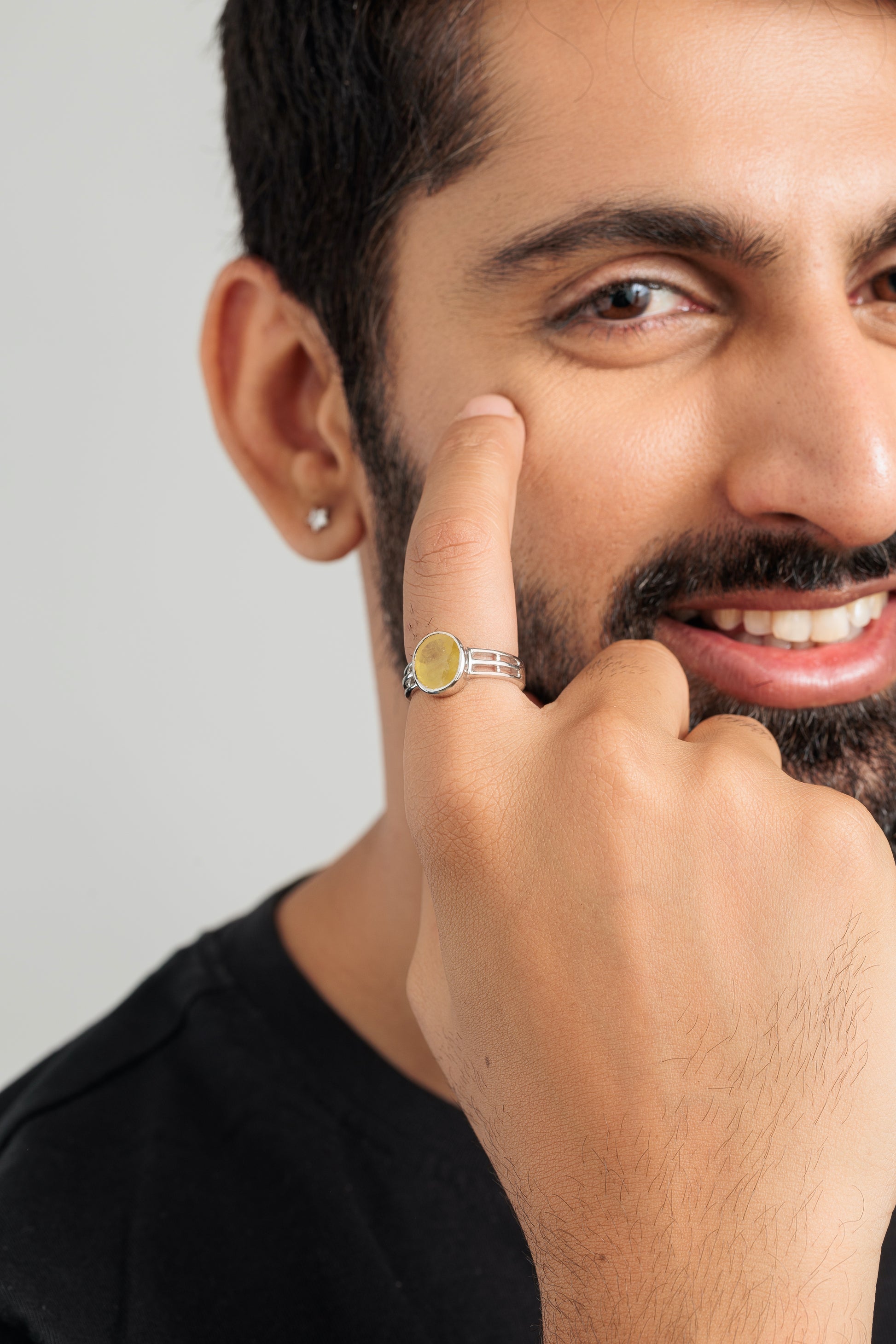 Genuine Yellow Sapphire (Pukhraj) Ring in 925 Silver – #1142B - Myra