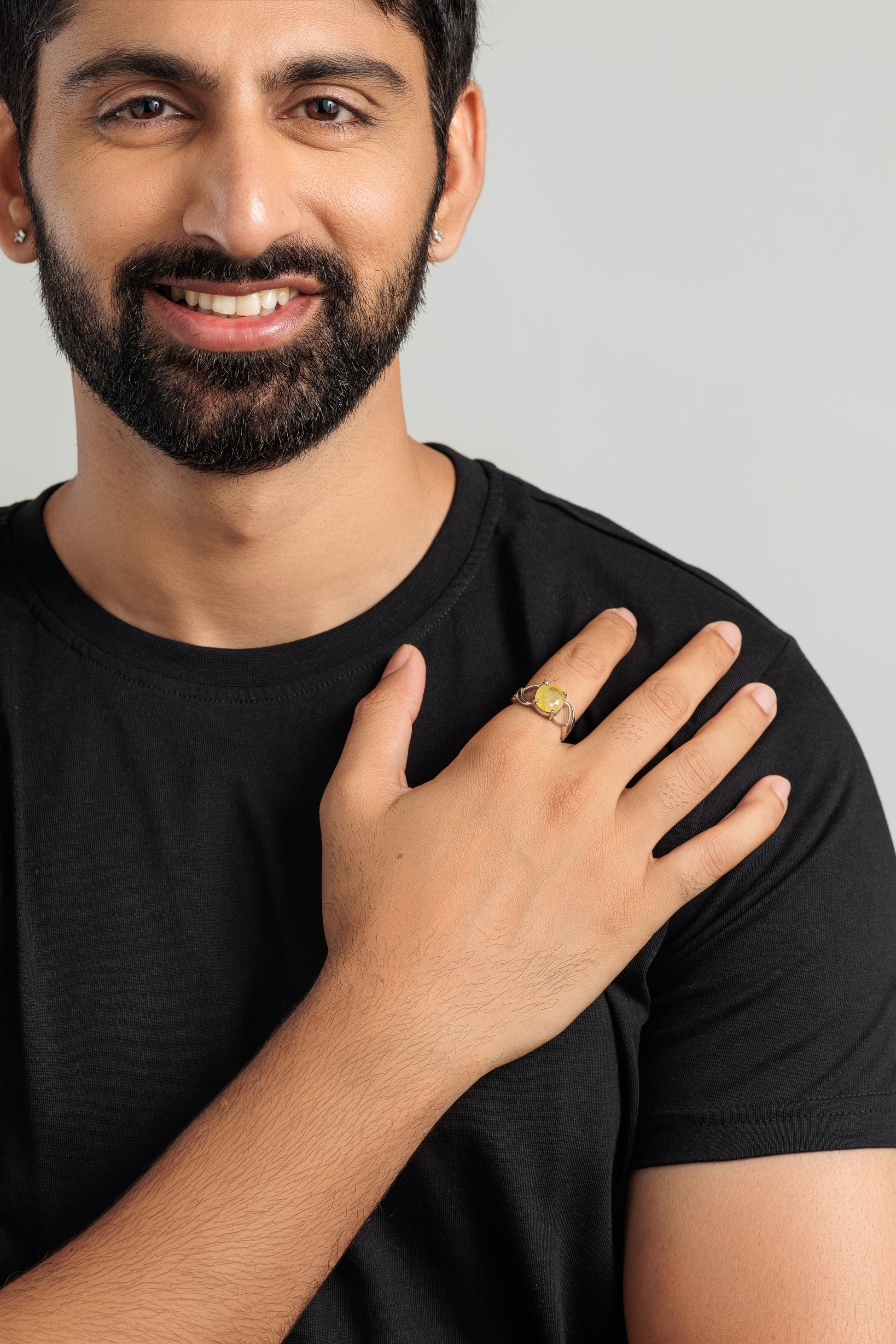 Classic Yellow Sapphire (Pukhraj) Ring in Silver – #1131N4 - Myra