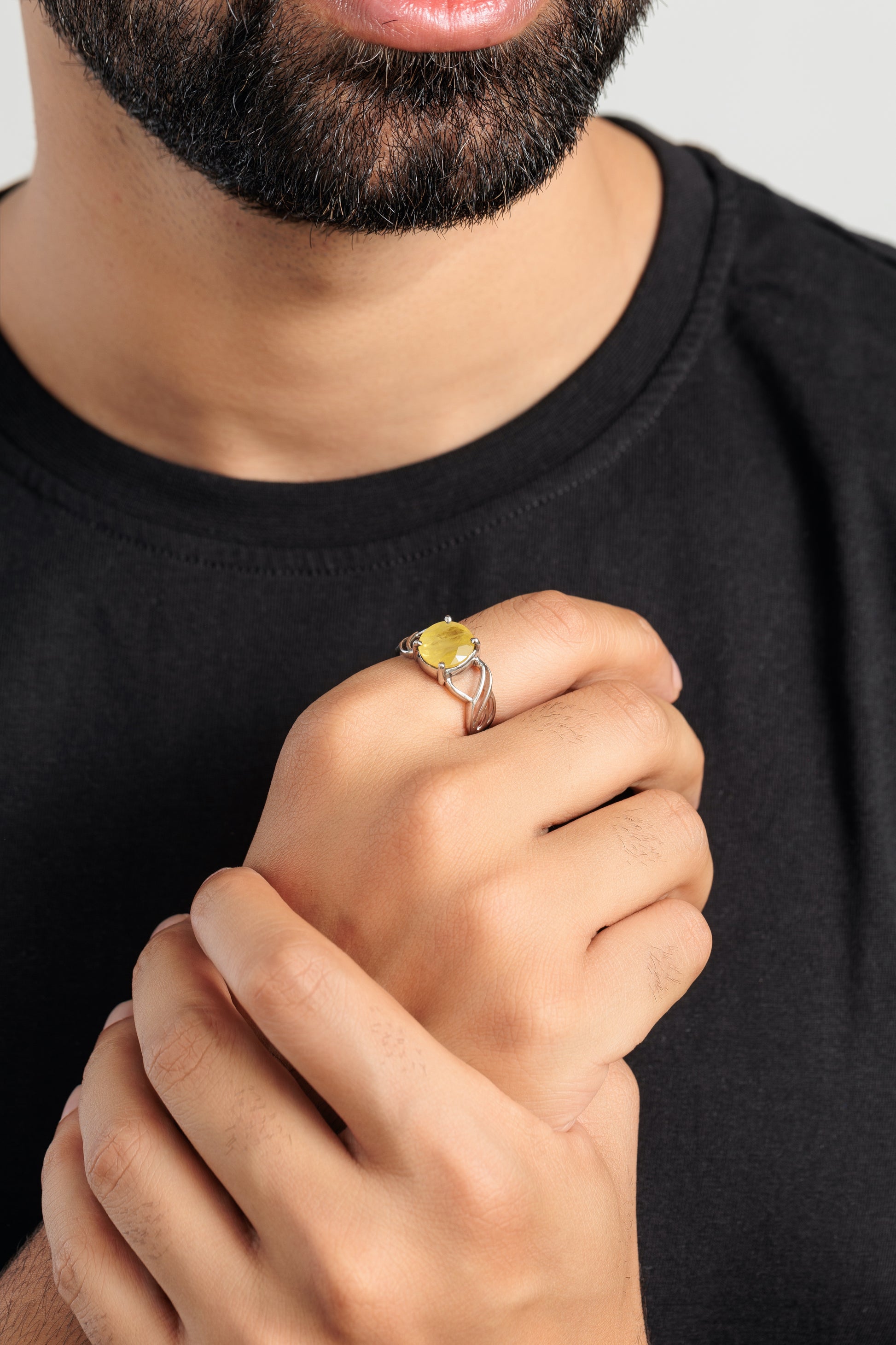 Classic Yellow Sapphire (Pukhraj) Ring in Silver – #1131N4 - Myra