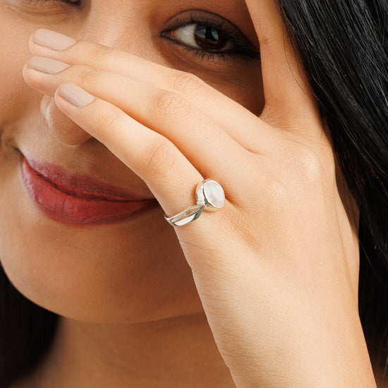 Elegant Pearl (Moti) Ring in 925 Sterling Silver - #1136 U - Myra