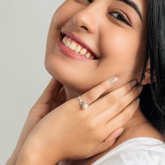 Radiant Pearl (Moti) Ring in 925 Silver - #1220 R - Myra