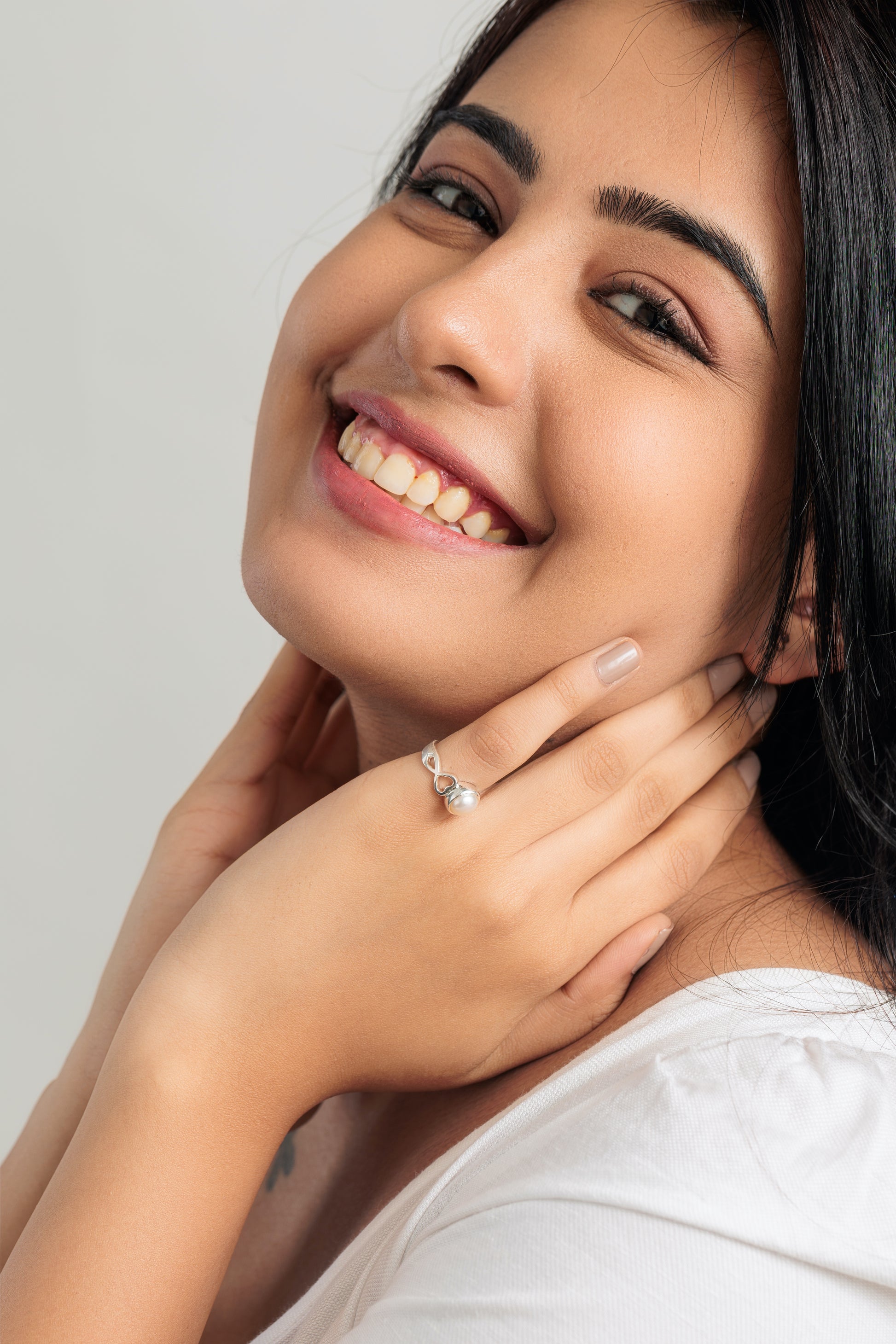 Radiant Pearl (Moti) Ring in 925 Silver - #1220 R - Myra