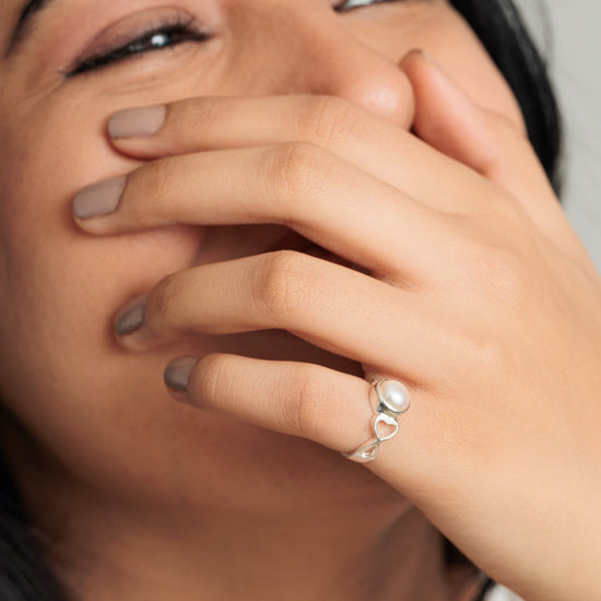 Radiant Pearl (Moti) Ring in 925 Silver - #1220 R - Myra