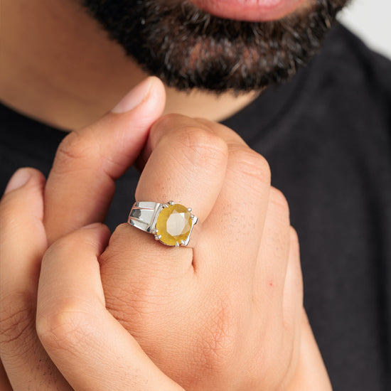 Glory Yellow Sapphire (Pukhraj) Ring in 925 Silver – #1111N8 - Myra