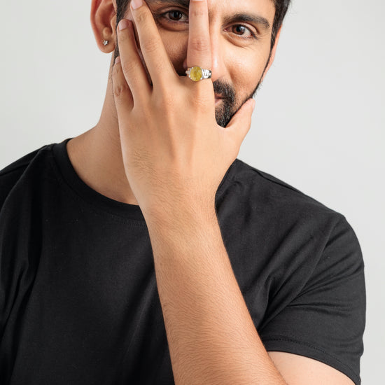 Authentic Yellow Sapphire (Pukhraj) Ring in Sterling Silver – #1236N4 - Myra