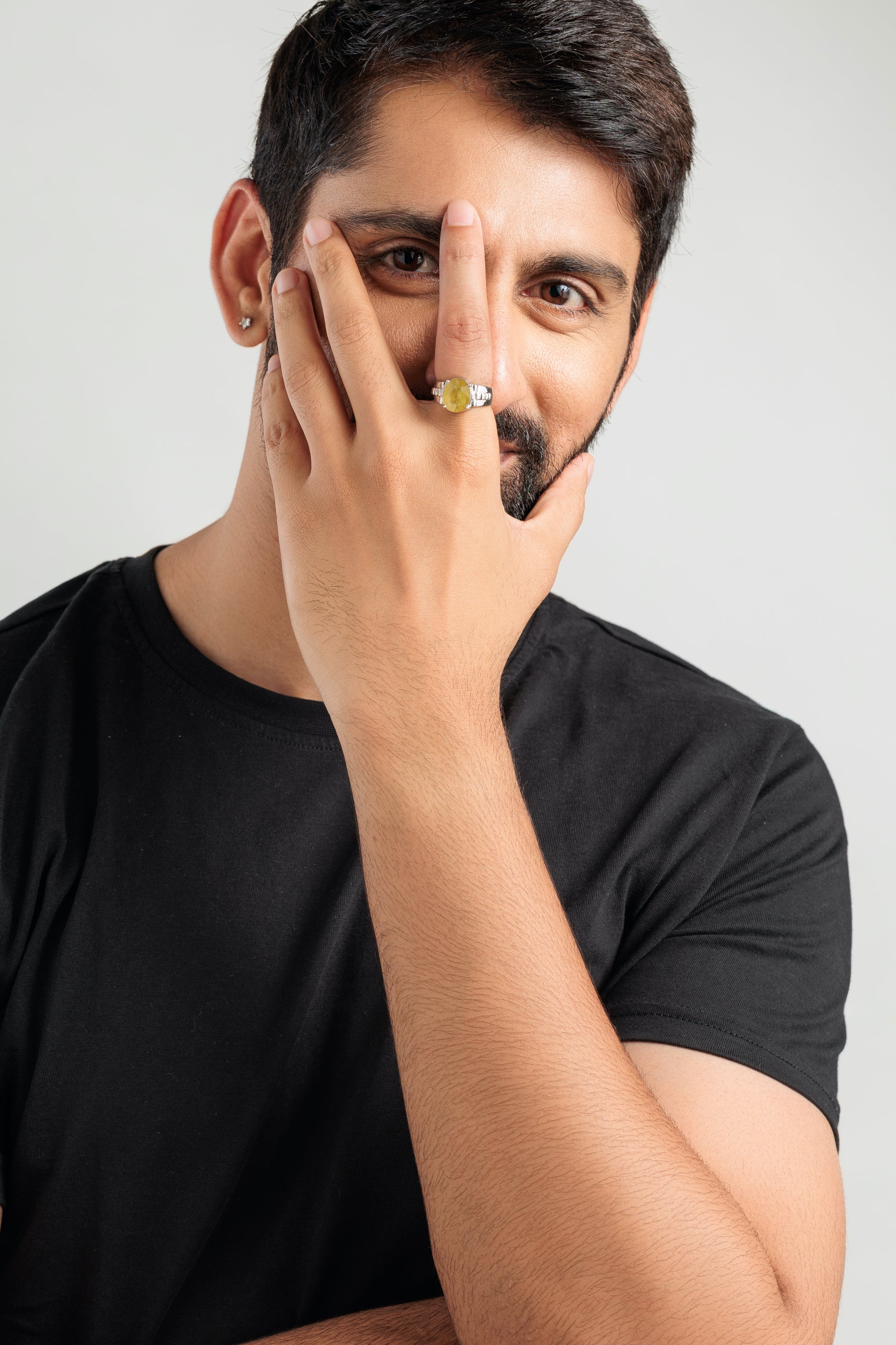 Authentic Yellow Sapphire (Pukhraj) Ring in Sterling Silver – #1236N4 - Myra