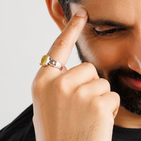 Vintage Yellow Sapphire (Pukhraj) Ring in 925 Sterling Silver – #1285N4 - Myra