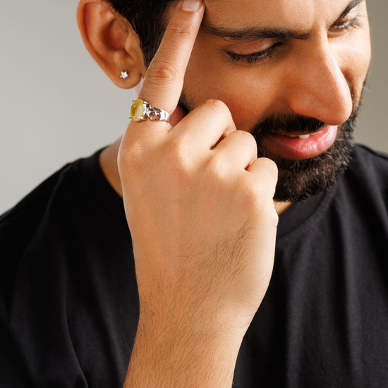 Vintage Yellow Sapphire (Pukhraj) Ring in 925 Sterling Silver – #1285N4 - Myra