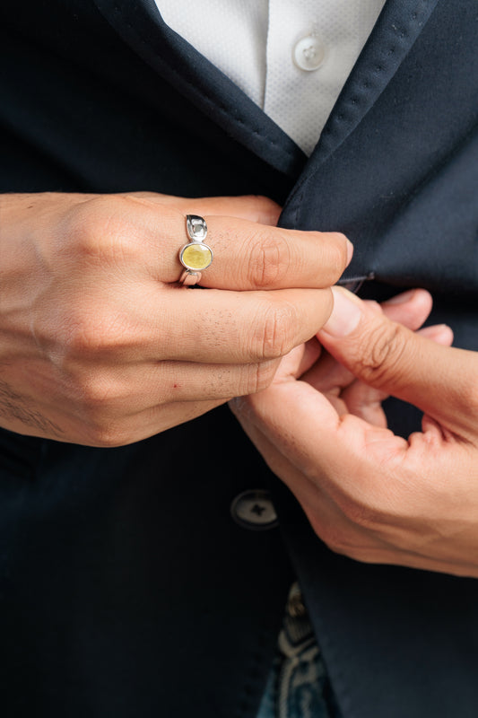 Classic Yellow Sapphire (Pukhraj) Ring in 925 Sterling Silver – #1101B - Myra