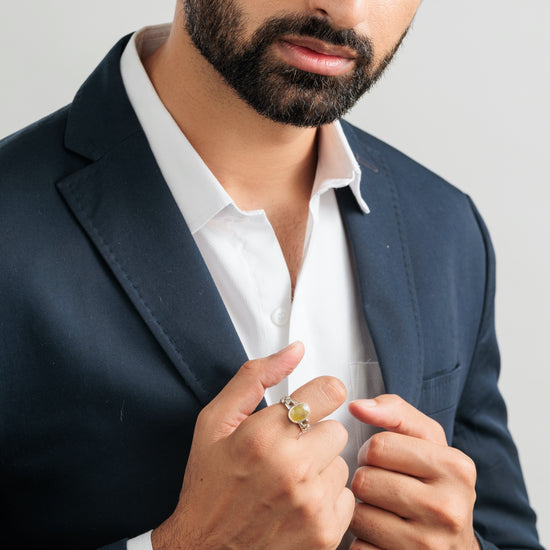 Classic Yellow Sapphire (Pukhraj) Ring in 925 Sterling Silver – #1245B - Myra