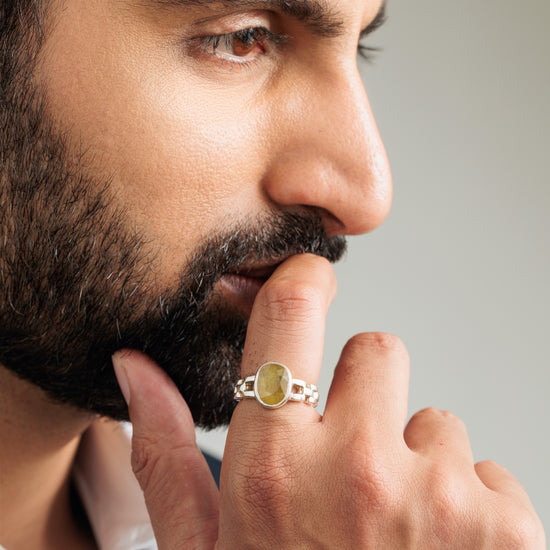 Classic Yellow Sapphire (Pukhraj) Ring in 925 Sterling Silver – #1245B - Myra