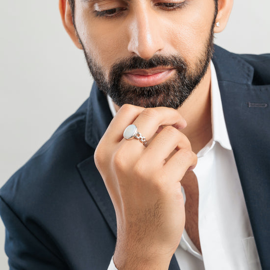 Natural Opal (Doodhiya) Ring in 925 Silver – #1245B - Myra