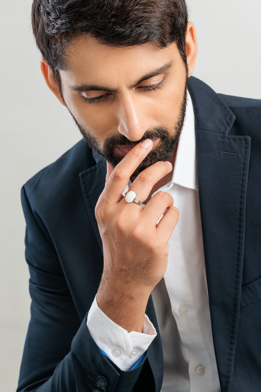 Radiant Opal (Doodhiya) Gemstone Ring in Sterling Silver – #1225B - Myra