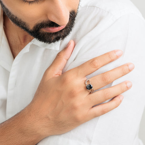 Vintage Blue Sapphire (Neelam) Ring in Sterling Silver – #1131N4 - Myra