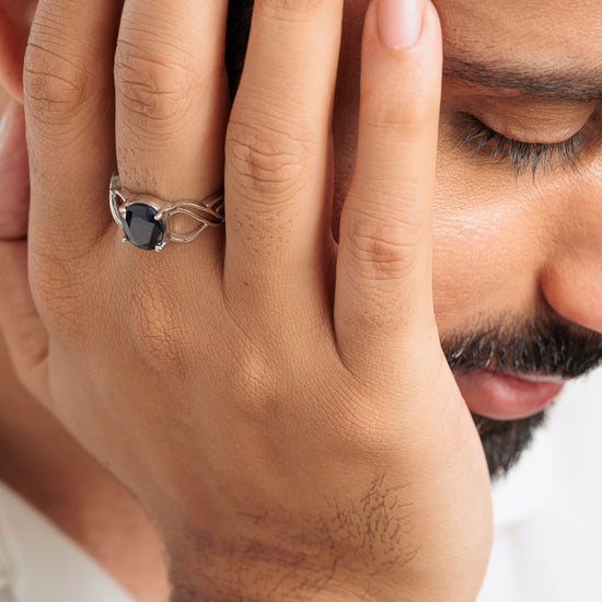Vintage Blue Sapphire (Neelam) Ring in Sterling Silver – #1131N4 - Myra