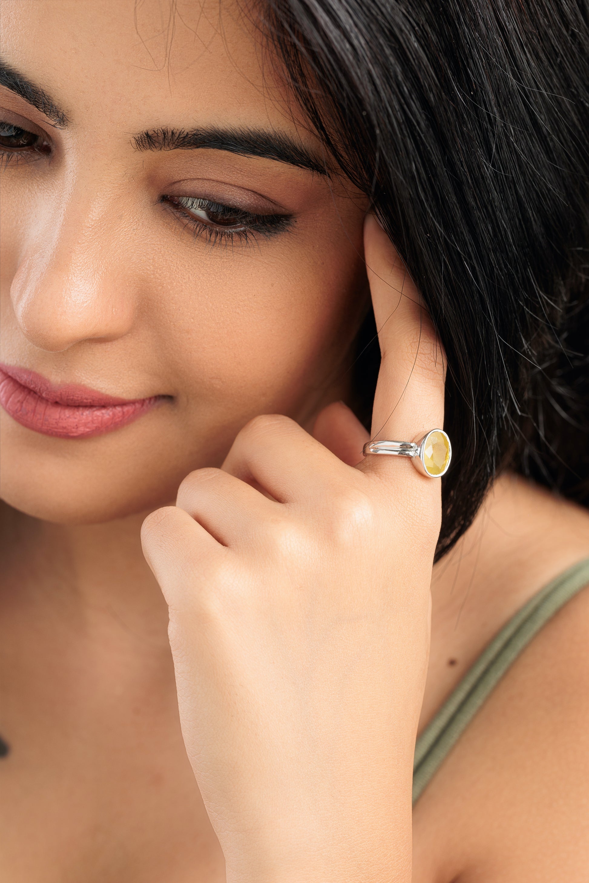 Authentic Yellow Sapphire (Pukhraj) Ring in 925 Silver - #1139B - Myra