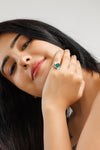 Radiant Emerald (Panna) Ring in Sterling Silver – #1138B - Myra