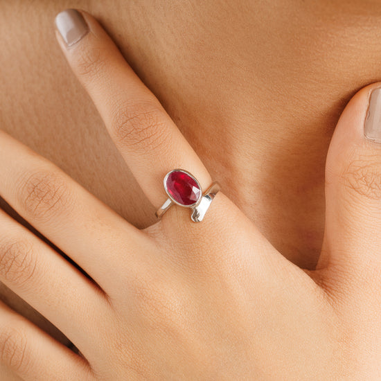Elegant Ruby (Manik) Ring in 925 Silver #1202B - Myra