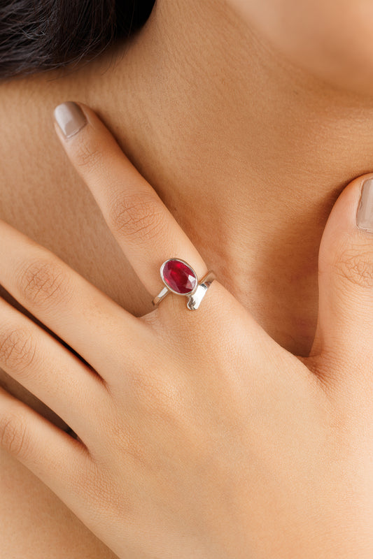 Elegant Ruby (Manik) Ring in 925 Silver #1202B - Myra