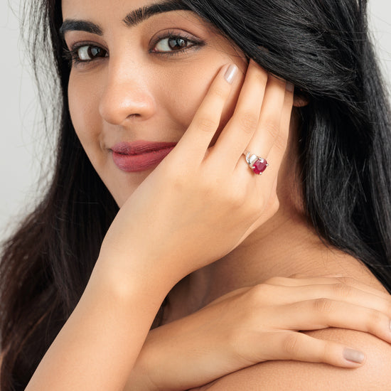 Classic Ruby (Manik) Ring in 925 Silver - #1196N4 - Myra