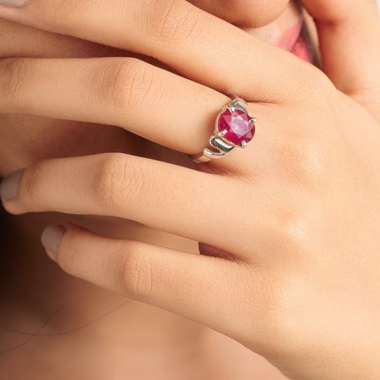 Classic Ruby (Manik) Ring in 925 Silver - #1196N4 - Myra