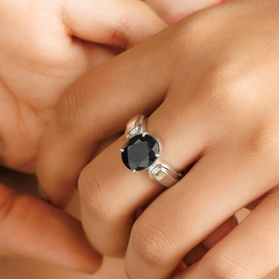 Classic Blue Sapphire (Neelam) Ring in 925 Silver – #1101N4 - Myra
