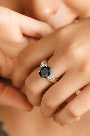 Classic Blue Sapphire (Neelam) Ring in 925 Silver – #1101N4 - Myra