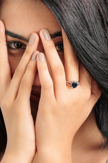 Royal Blue Sapphire (Neelam) Ring in 925 Silver – #1148N4 - Myra