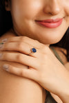 Radiant Blue Sapphire (Neelam) Ring in 925 Silver – #1218N4 - Myra