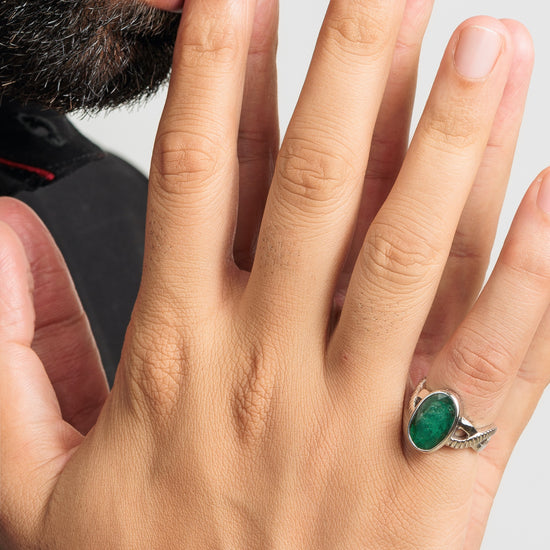 Authentic Emerald (Panna) Ring in Sterling Silver – #1104B - Myra