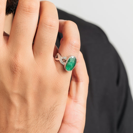 Authentic Emerald (Panna) Ring in Sterling Silver – #1104B - Myra