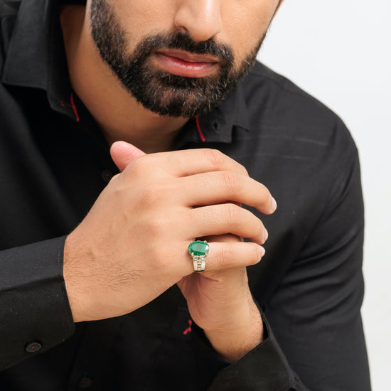 Authentic Emerald (Panna) Ring in Sterling Silver – #1236N4 - Myra