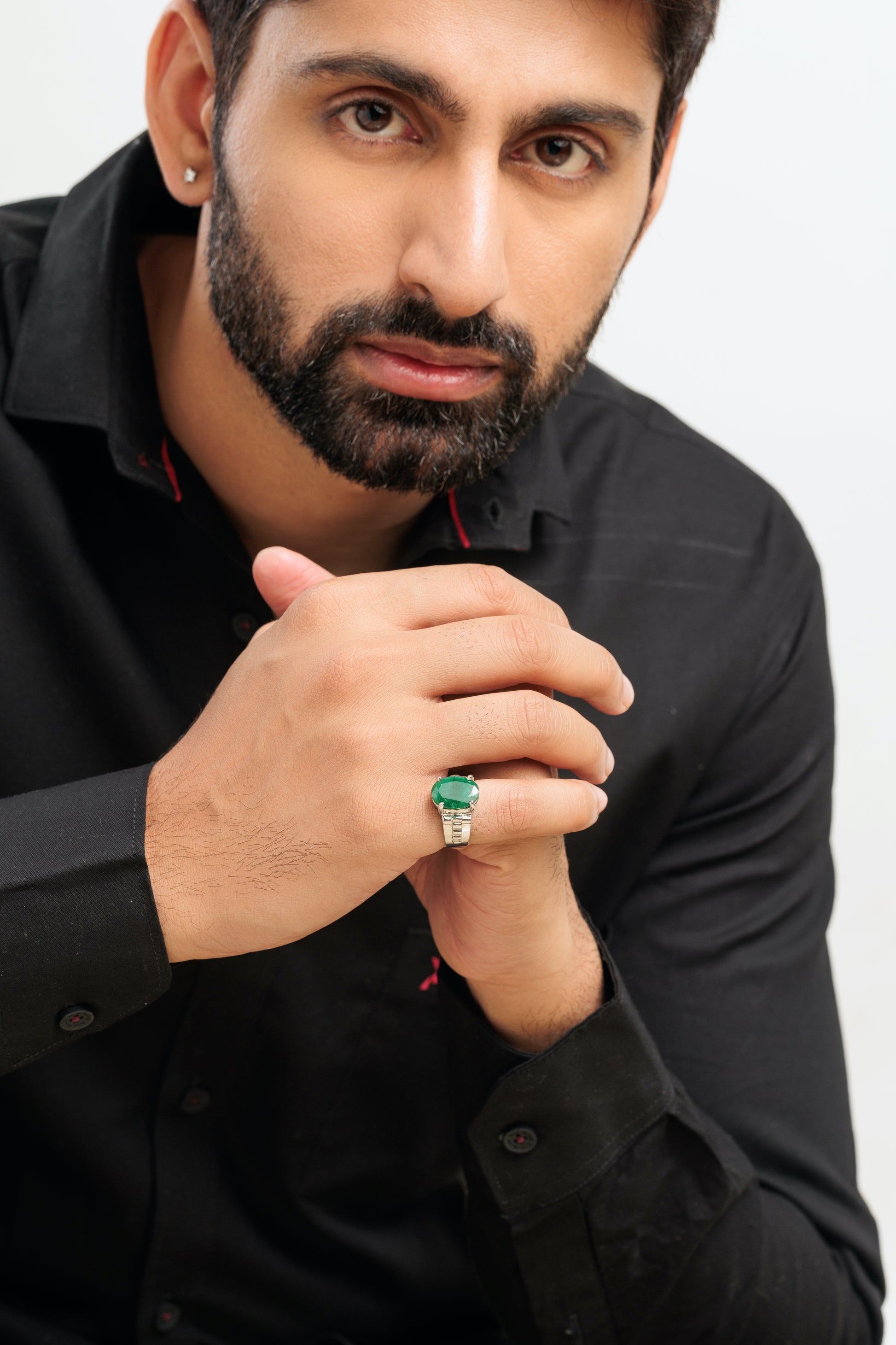 Authentic Emerald (Panna) Ring in Sterling Silver – #1236N4 - Myra