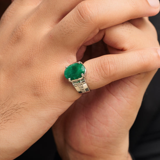 Authentic Emerald (Panna) Ring in Sterling Silver – #1236N4 - Myra