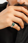 Radiant Emerald (Panna) Gemstone Ring in 925 Silver – #1245N4 Sq - Myra