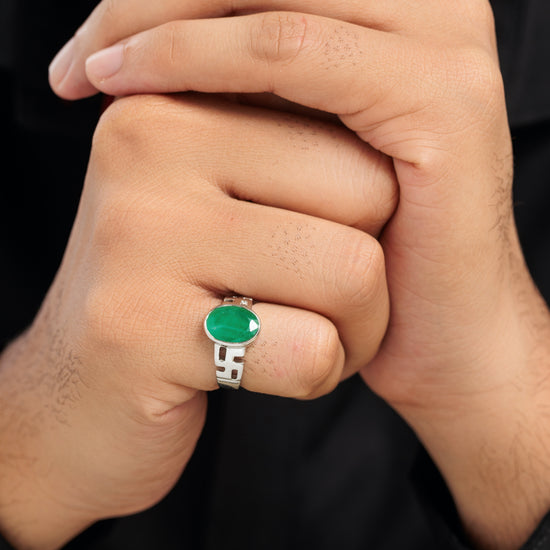 Genuine Emerald (Panna) Ring in 925 Silver – #1283B - Myra