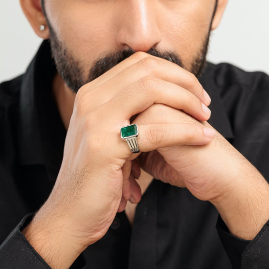 Vintage Emerald (Panna) Ring in 925 Silver – #1228B Sq - Myra