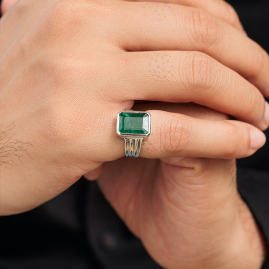 Vintage Emerald (Panna) Ring in 925 Silver – #1228B Sq - Myra