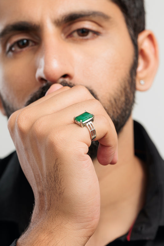 Vintage Green Emerald (Panna) Ring in Silver – #1142N4 Re - Myra